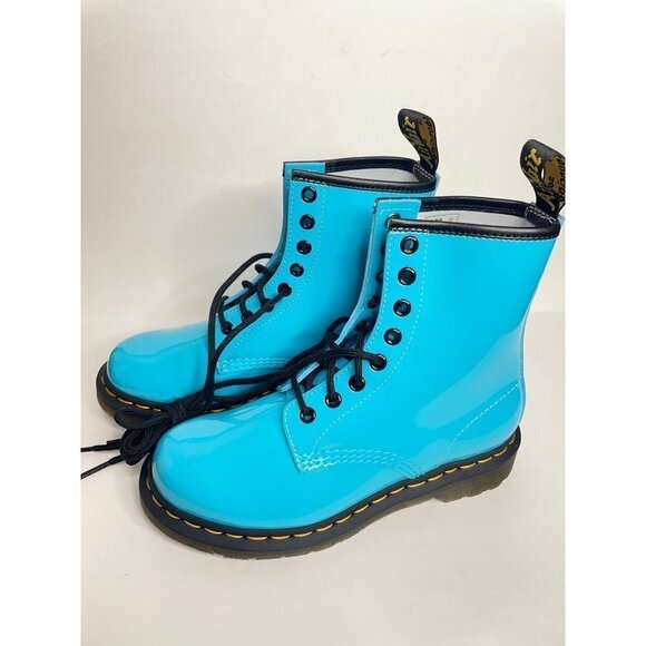Dr. Martens 1460 Blue Patent Leather Lace Up Boots Shine On Sz. 37 US 6 UK 4 NEW - Picture 3 of 9